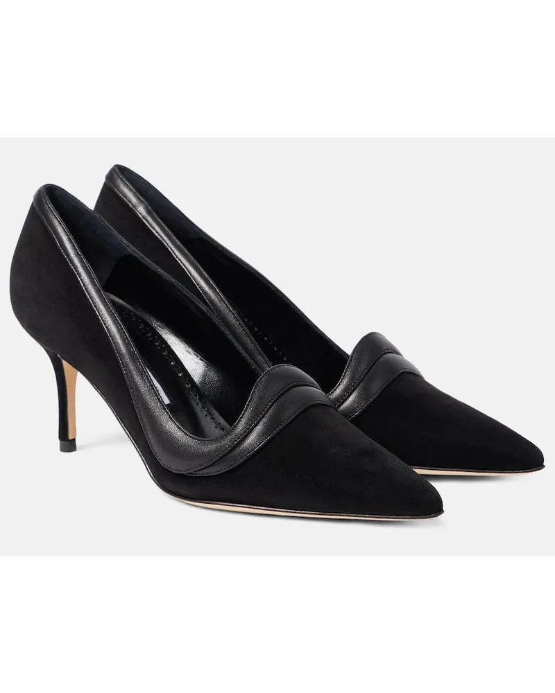 Manolo Blahnik Pumps Ajarafa 70 in suede e pelle Nero