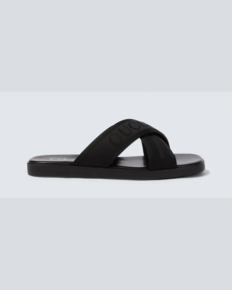 Gucci Sandali in jacquard con logo Nero