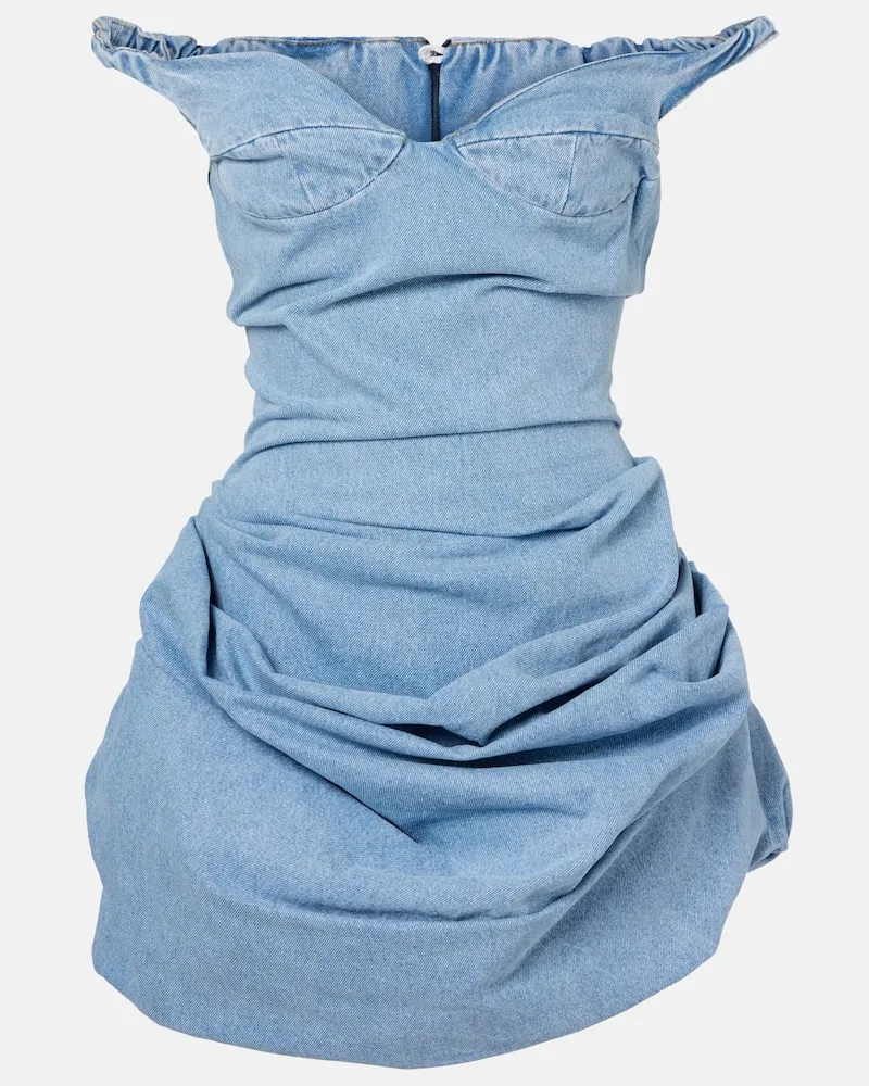 Magda Butrym Abito corto off-shoulder di jeans Blu