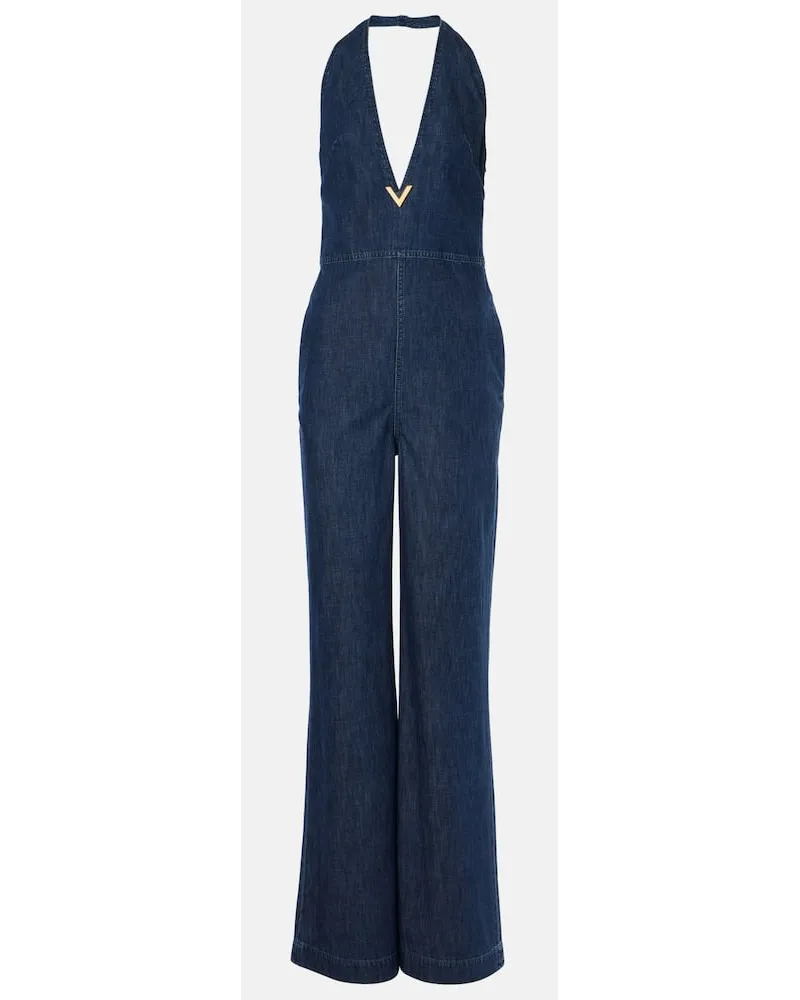 Valentino Garavani Jumpsuit VGold in denim Blu