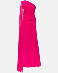 Roland Mouret Abito lungo monospalla in chiffon di seta Rosa