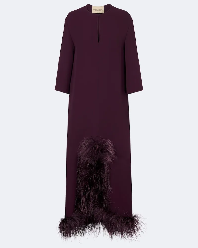 Valentino Garavani Abito lungo in Cady Couture con piume Viola