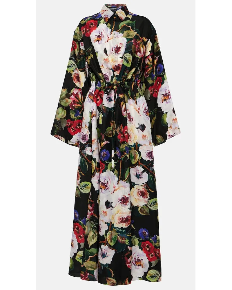 Dolce & Gabbana Abito chemisier in raso di seta Multicolore