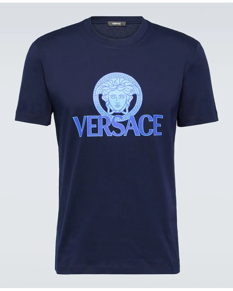 Versace T-shirt Medusa in jersey di cotone Blu