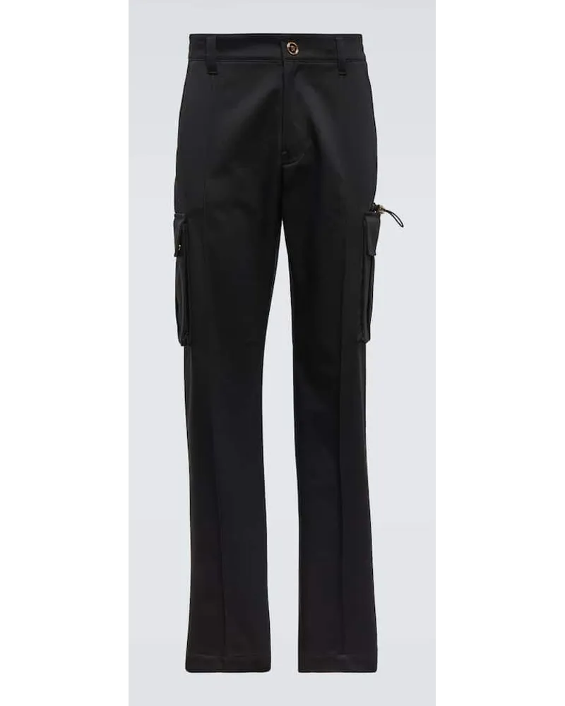 Versace Pantaloni cargo in gabardine di cotone Nero