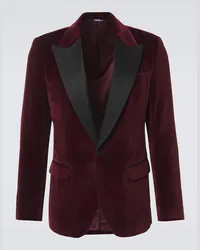 Dolce & Gabbana Blazer da smoking in velluto di misto cotone Borgogna