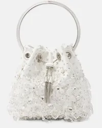 Jimmy Choo Borsa Bon Bon in raso con cristalli Bianco