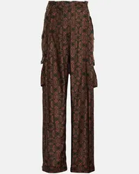 Dries van Noten Pantaloni in raso di seta Nero