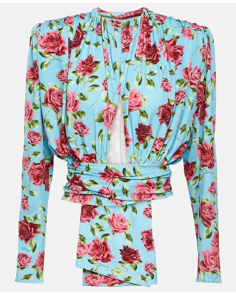 Magda Butrym Top in misto seta con cut-out Blu