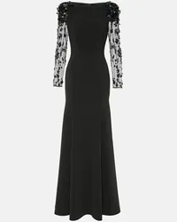 Jenny Packham Abito lungo Adella in crêpe Nero