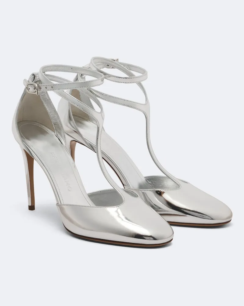 Ferragamo Pumps slingback Tildea in pelle metallizzata Argento