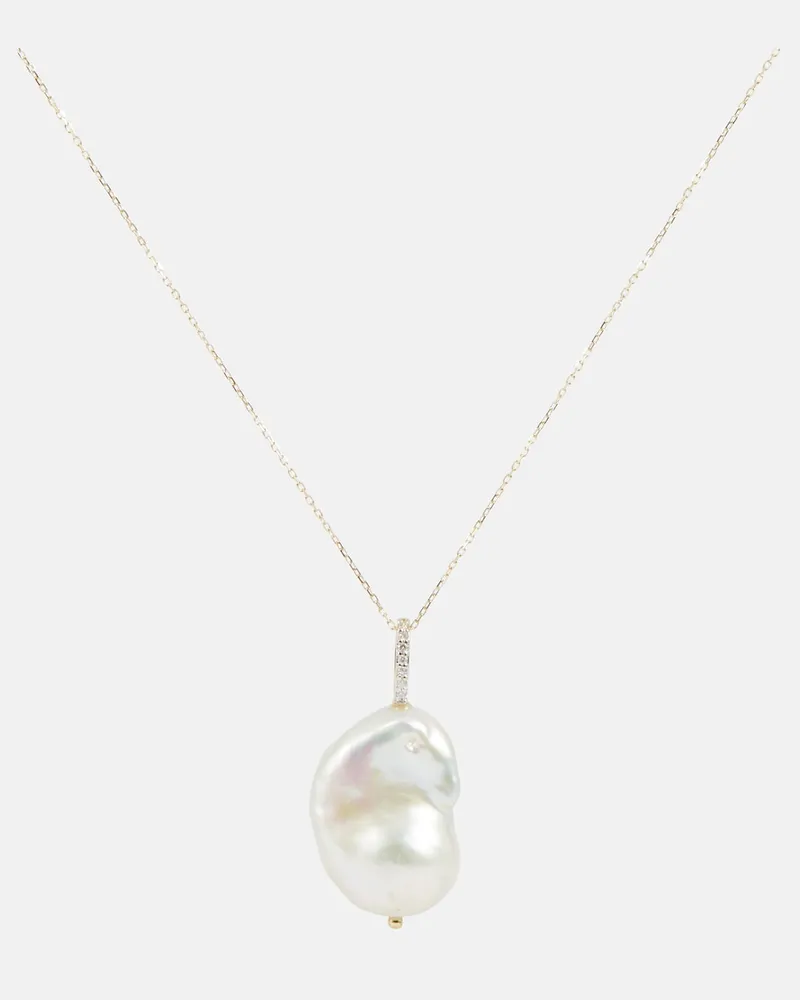 MATEO Collana in oro 14kt con diamanti e perle Bianco