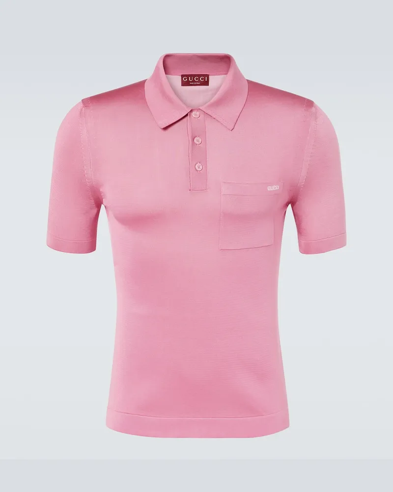 Gucci Polo in seta Rosa