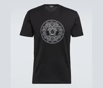 T-shirt in cotone con ricamo Medusa