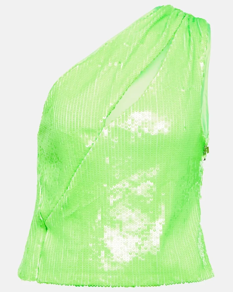 ROTATE Birger Christensen Top monospalla con paillettes Verde