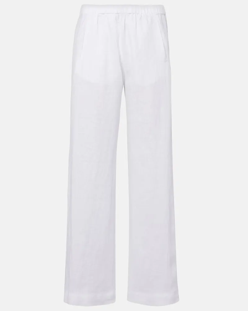 Velvet Pantaloni Stephanie in lino a gamba larga Bianco