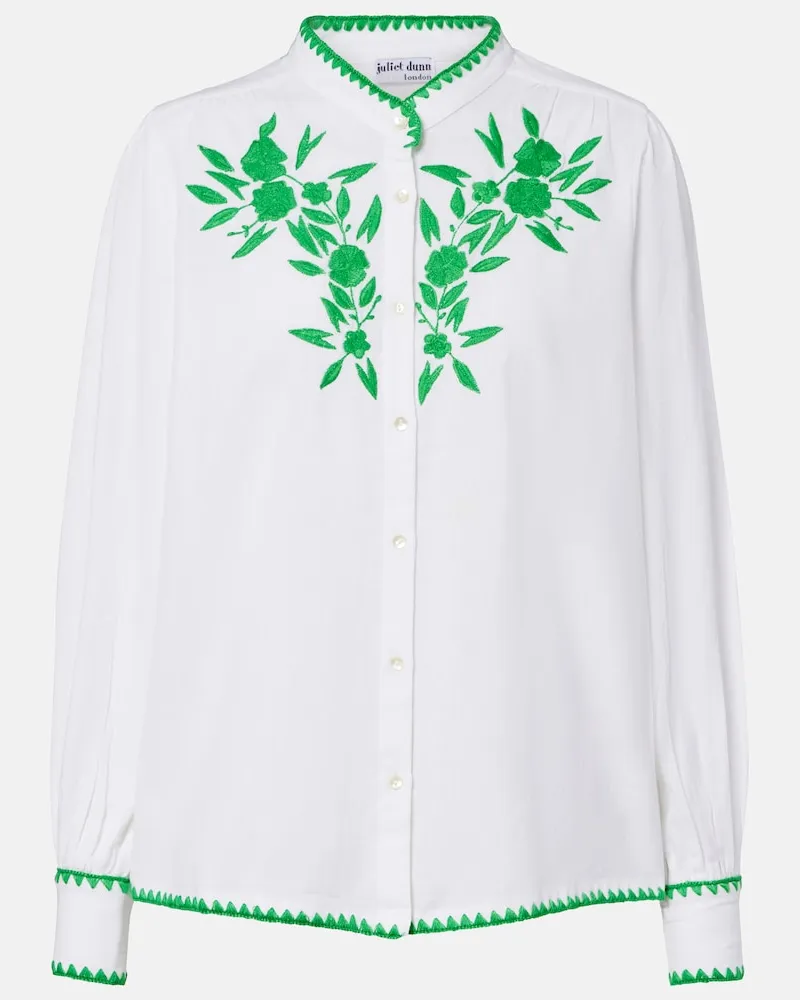Juliet Dunn Camicia in cotone e lino con ricamo Bianco