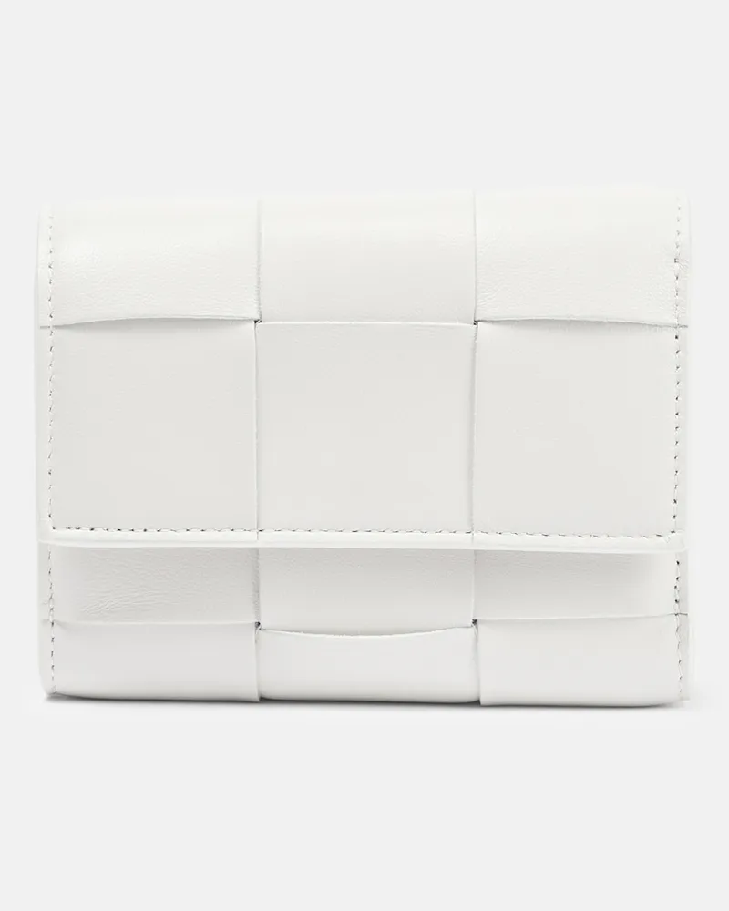 Bottega Veneta Portafoglio Tri-Fold in pelle Bianco