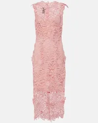 Monique Lhuillier Abito midi in pizzo guipure Rosa