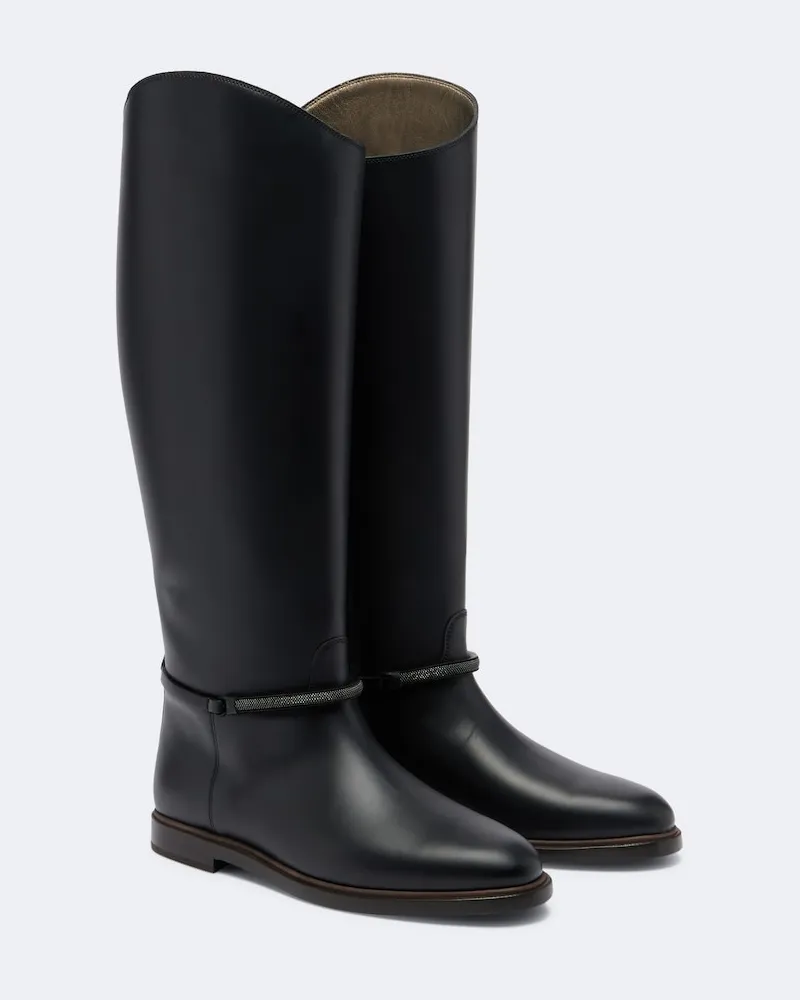 Brunello Cucinelli Stivali Monili in pelle Nero