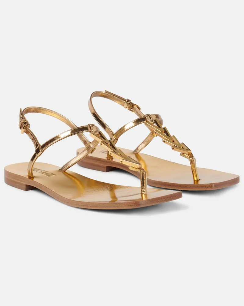 Versace Sandali infradito in pelle metallizzata Oro