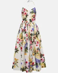 Dolce & Gabbana Abito midi in cotone con stampa floreale Multicolore