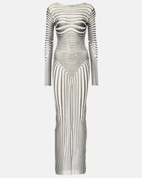 Jean Paul Gaultier Abito midi Body Morphing a righe Bianco