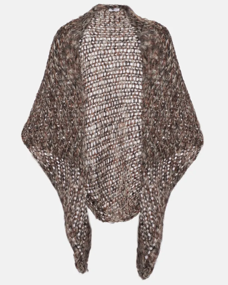 Brunello Cucinelli Poncho in misto mohair Marrone