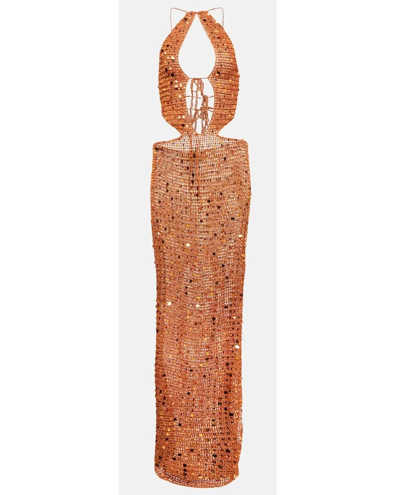 Aya Muse Abito lungo Morel con paillettes Arancione