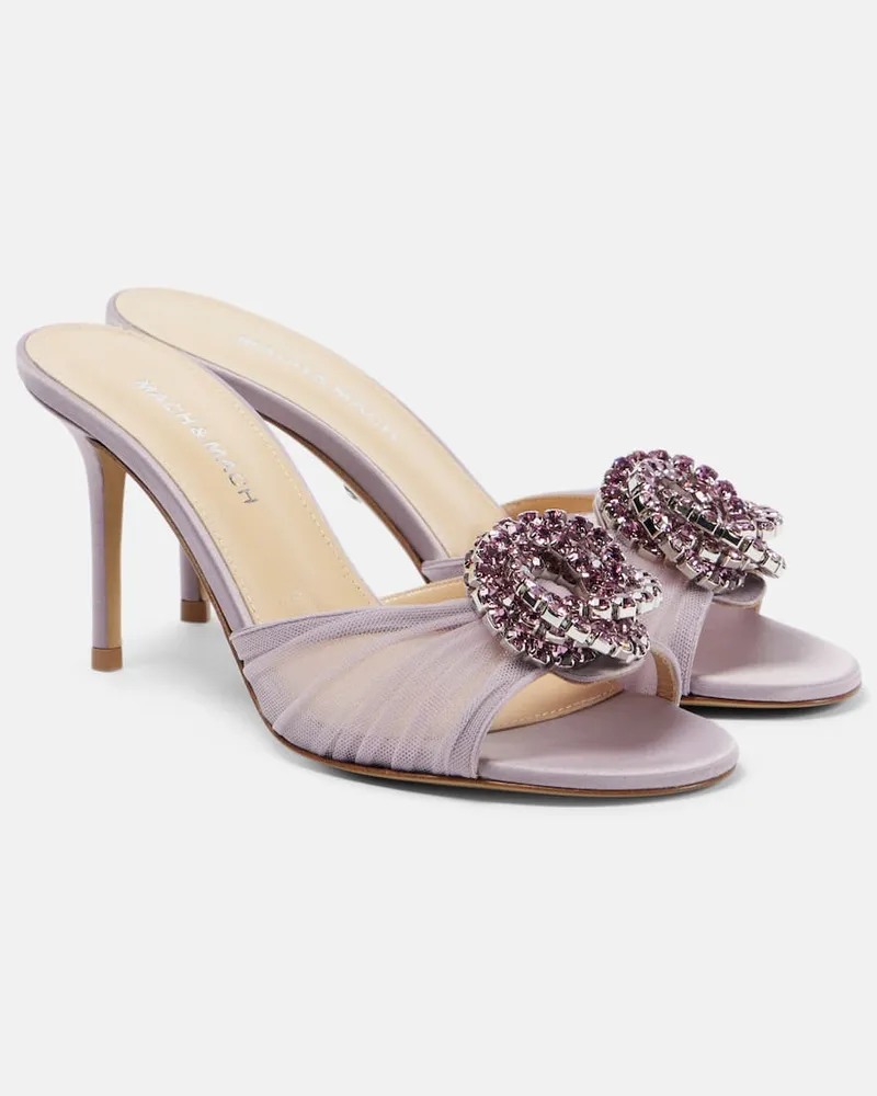 Mach & Mach Mules Galaxy 85 in tulle con cristalli Viola