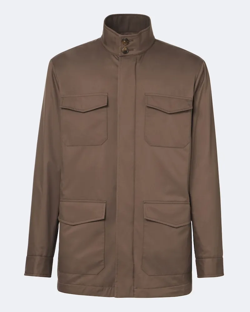 Canali Field jacket in tessuto tecnico Marrone