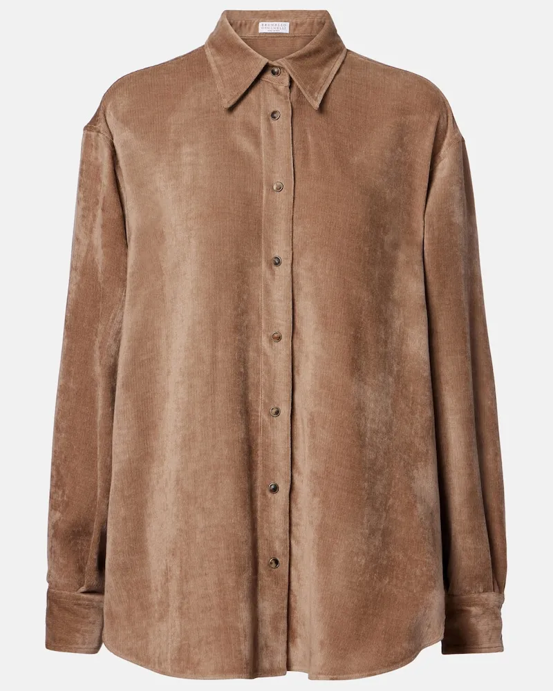 Brunello Cucinelli Camicia in velluto a coste Marrone