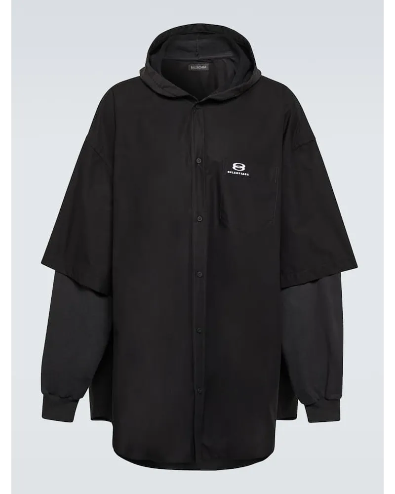 Balenciaga Giacca in cotone con cappuccio Nero