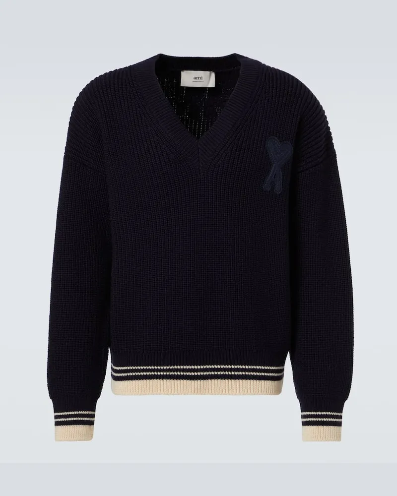 AMI Paris Pullover Ami de CÅur in lana vergine Blu