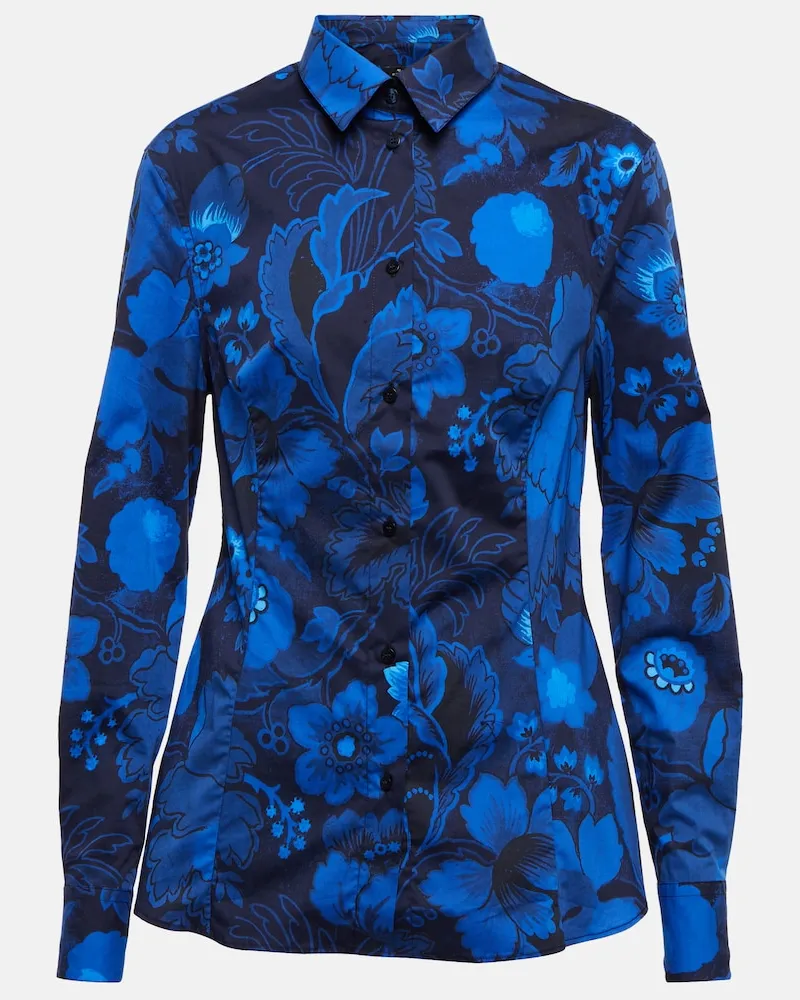 Etro Camicia in misto cotone con stampa Blu
