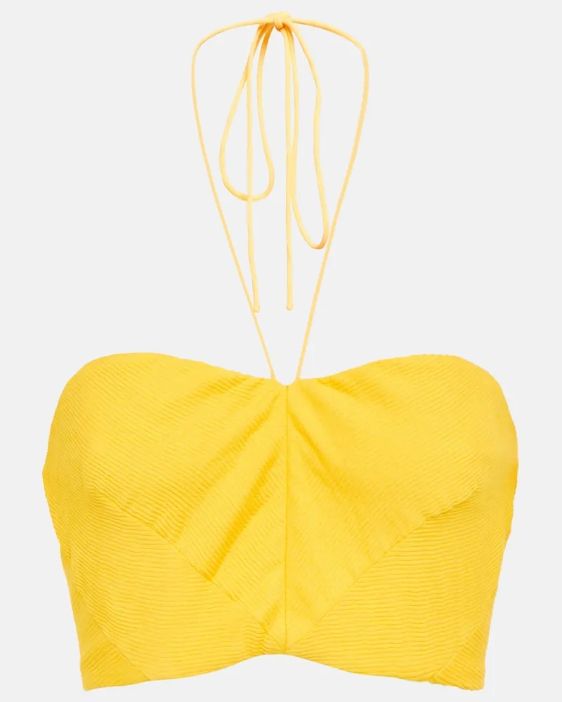 STAUD Top cropped Kyr con scollo allâamericana Giallo