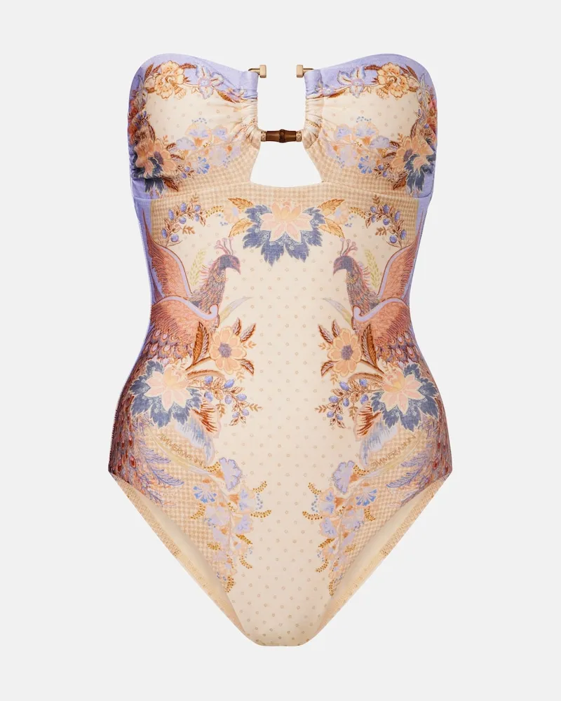 Zimmermann Costume intero Indra con stampa Beige