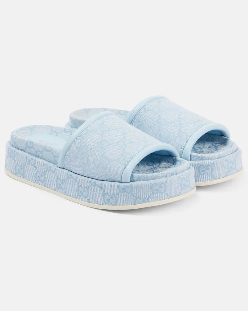 Gucci Sandali Clarice in canvas GG Blu