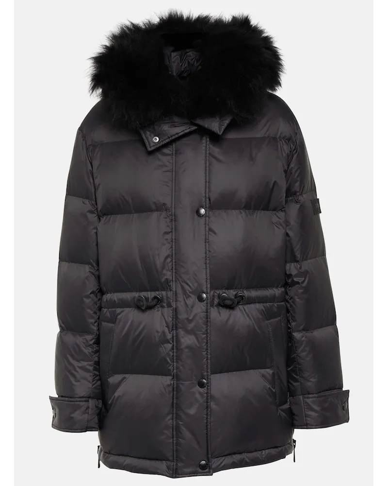 Yves Salomon Piumino trapuntato con shearling Nero