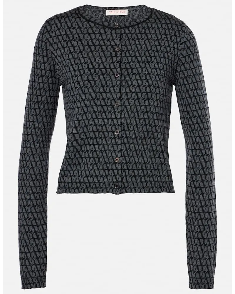 Valentino Garavani Cardigan Toile Iconographe in lana vergine Grigio