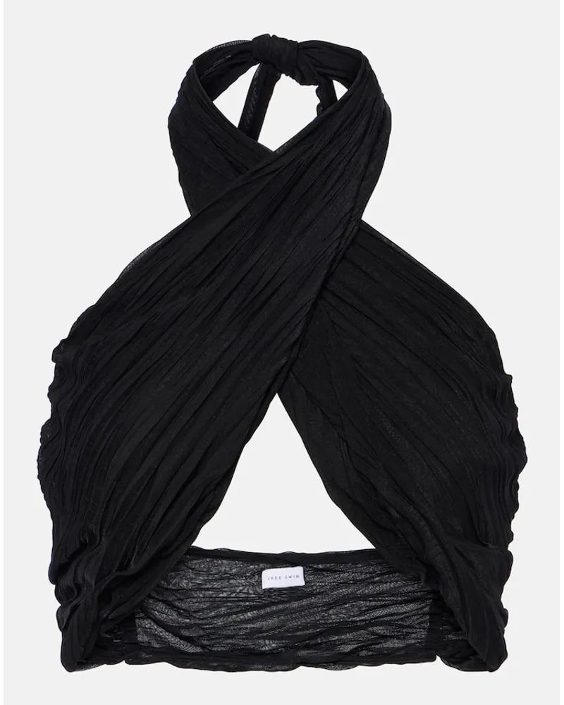 JADE SWIM Top Aylin con scollo all'americana Nero