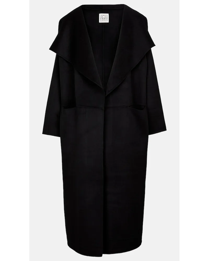 Totême Cappotto Signature in lana e cashmere Nero