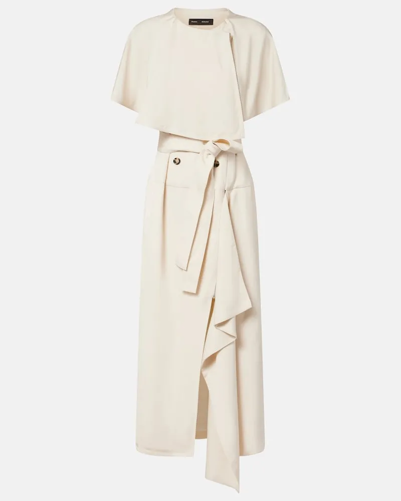 Proenza Schouler Abito midi Isolde in twill con mantella Beige