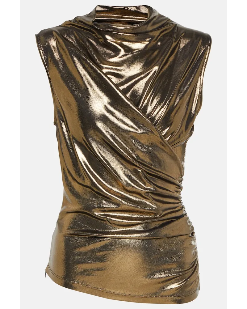 Blumarine Top drappeggiato metallizzato Oro