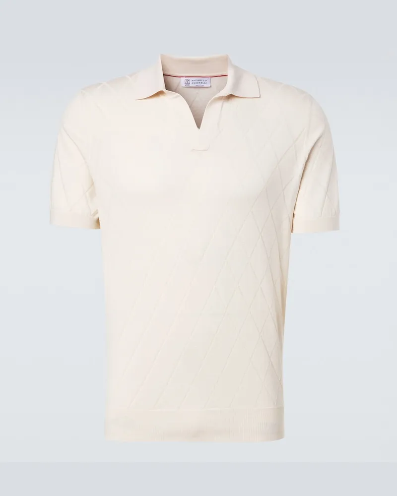 Brunello Cucinelli Polo in maglia di cotone Bianco