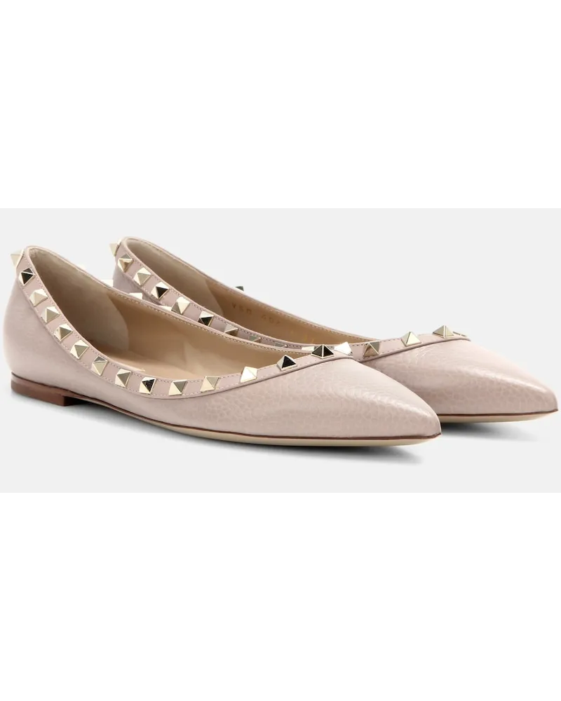 Valentino Garavani Ballerine Rockstud in pelle Neutro