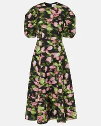 Erdem Abito midi in matelassé con stampa Multicolore