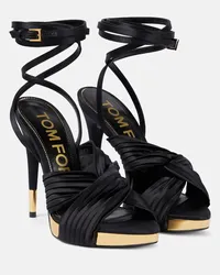 Tom Ford Sandali in raso con plateau Nero