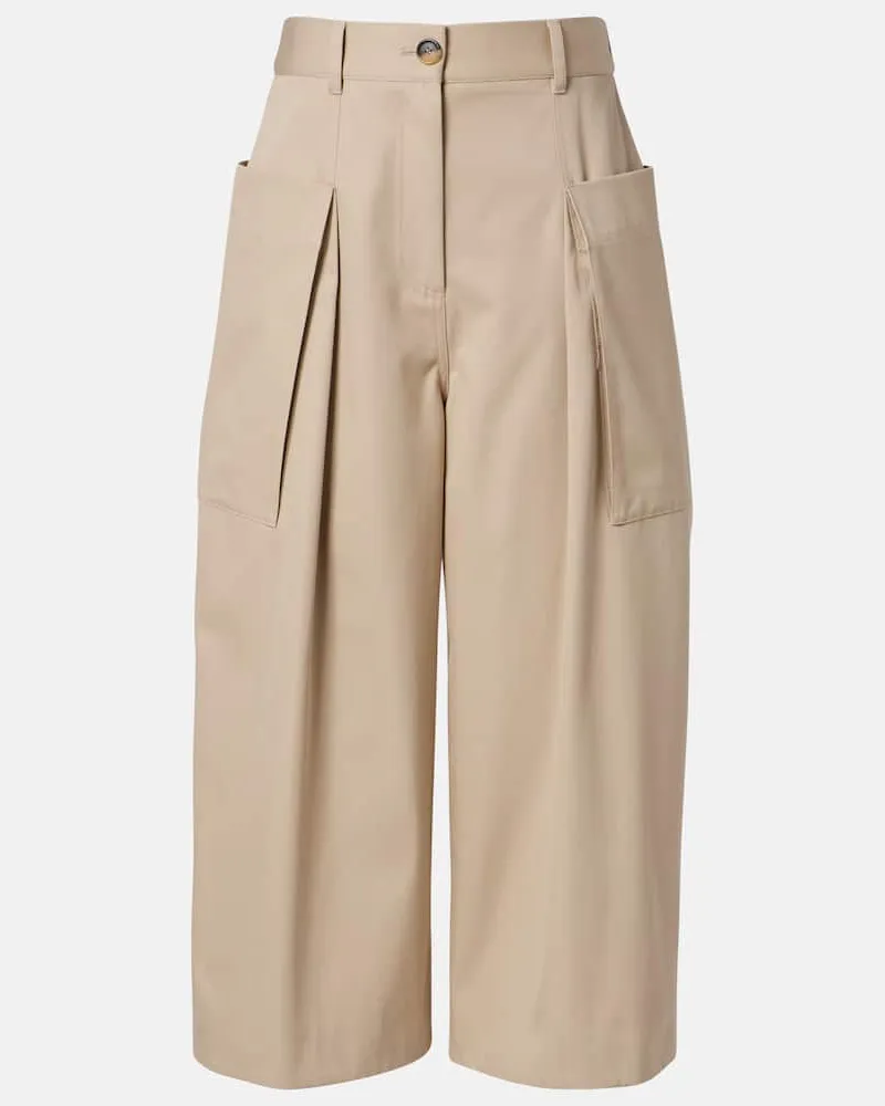 Loewe Pantaloni cropped in cotone e seta Beige