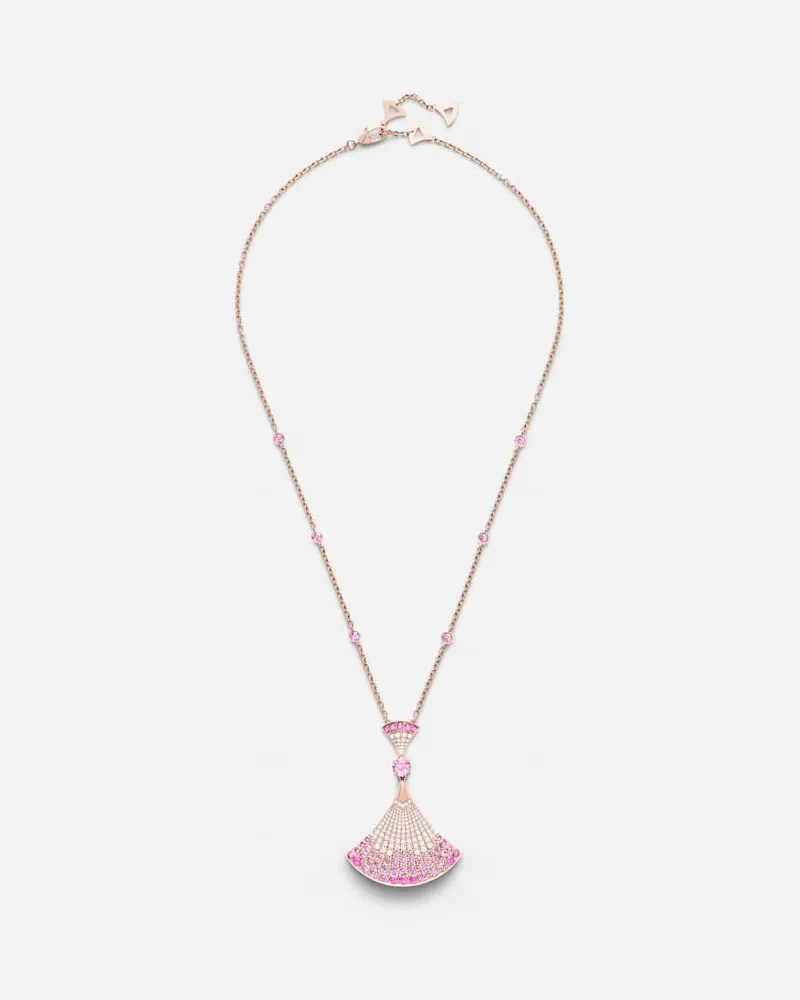 Bulgari Collana Divas' Dream in oro rosa 18kt con diamanti, zaffiri e rubini Rosa